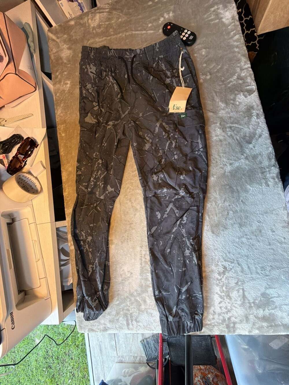 Escape Brand Camouflage Cargo Jogger Pants Charcoal Grey Size L